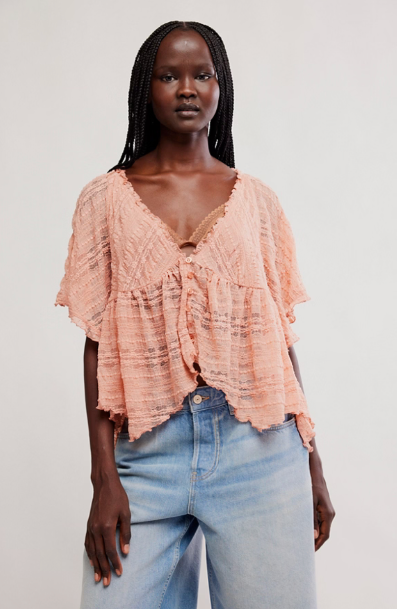In your dreams lace top in coral kiss