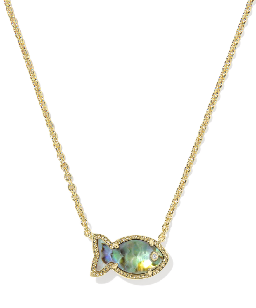 Parker fish necklace in gold abalone