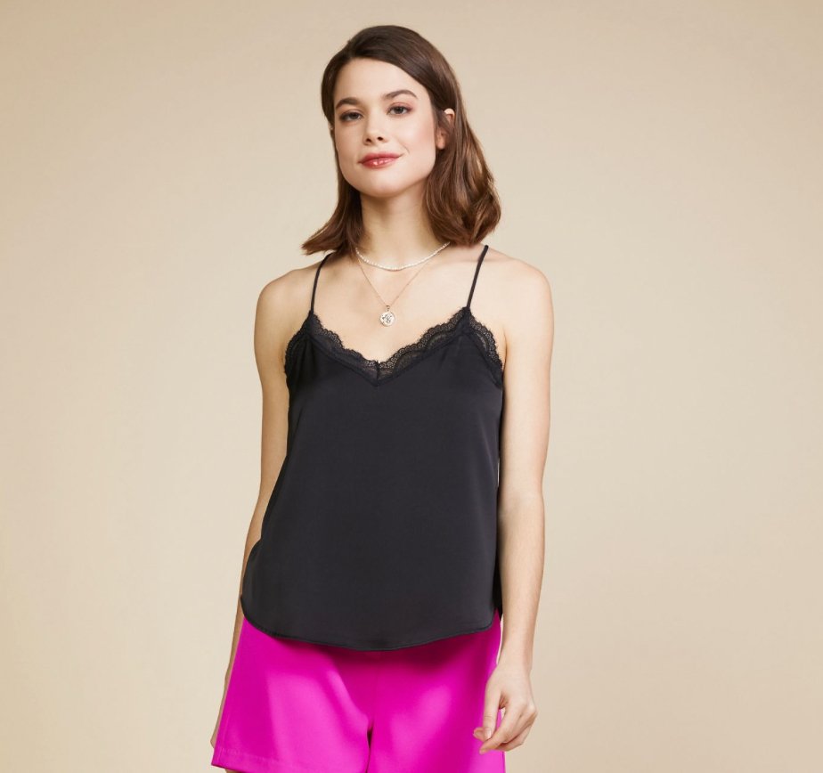Black Lace Trim Cami - Heart On A Hanger