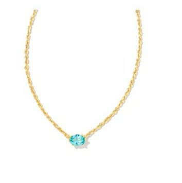Cailin gold aqua crystal necklace - Heart On A Hanger