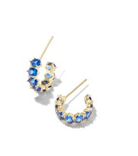 Cailin gold blue crystal huggie earrings - Heart On A Hanger