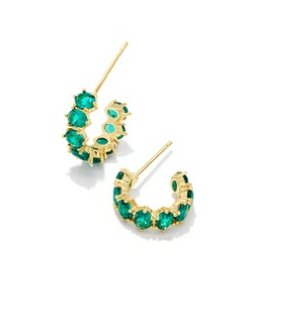 Cailin gold green crystal huggie earrings - Heart On A Hanger