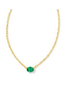 Cailin gold green crystal necklace - Heart On A Hanger