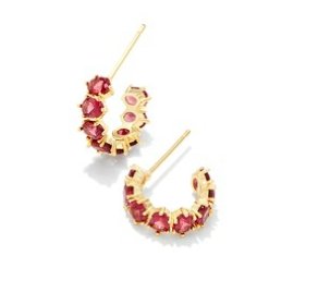Cailin gold red crystal huggie earrings - Heart On A Hanger