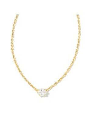 Cailin necklace gold metal white cz - Heart On A Hanger