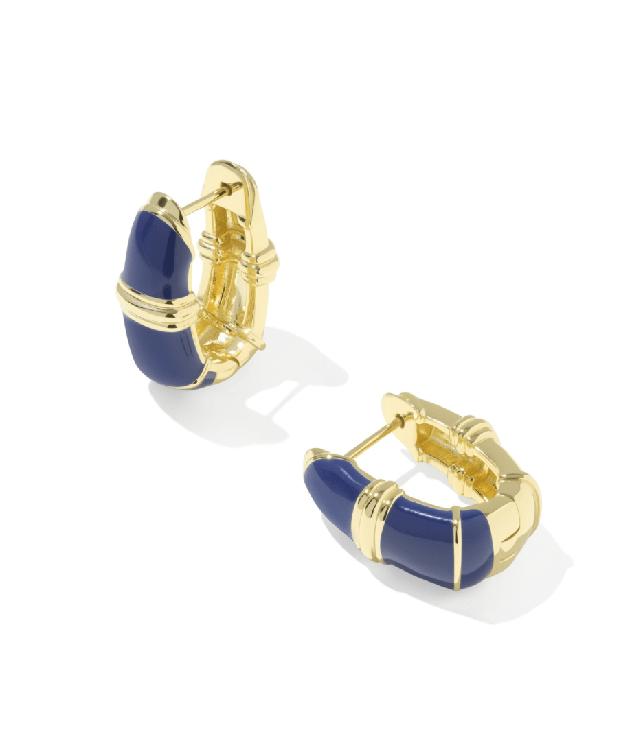 Courtney enamel huggie earrings in gold and black - Heart On A Hanger