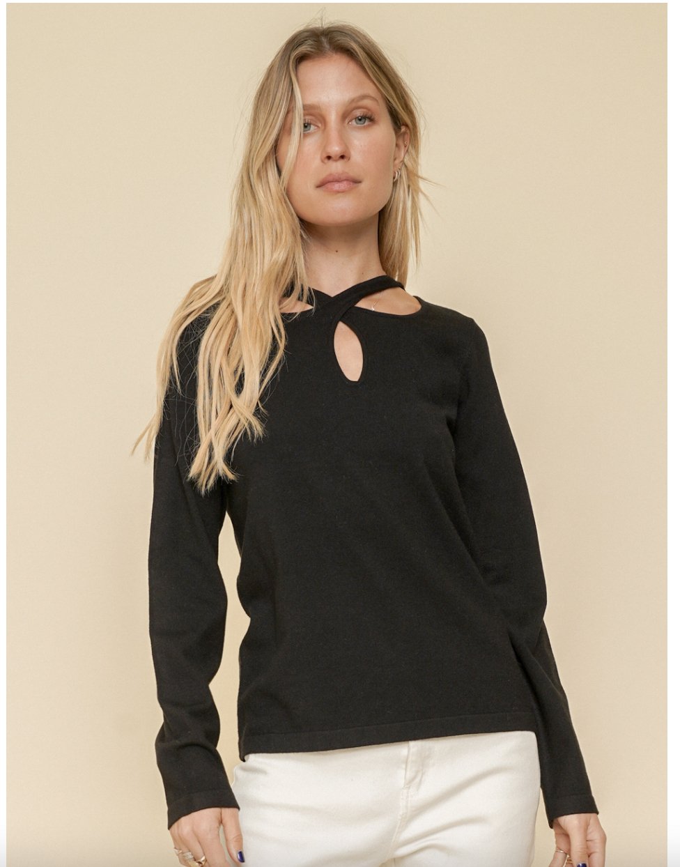 Cut Out Neck Sweater - Heart On A Hanger