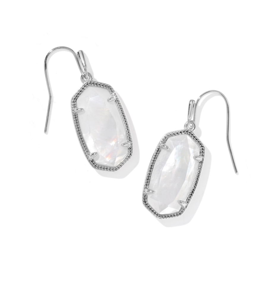 Dani drop earring silver ivory mother of pearl - Heart On A Hanger