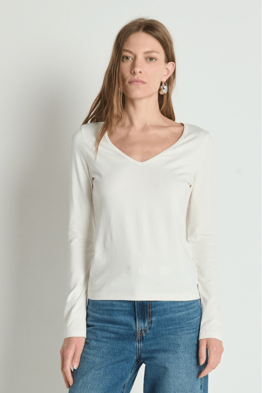 Demi v neck top in porcelin - Heart On A Hanger