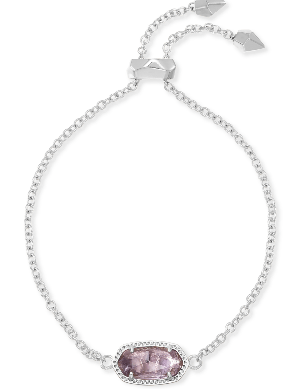Elaina delicate chain bracelet in rhodium purple amethyst - Heart On A Hanger