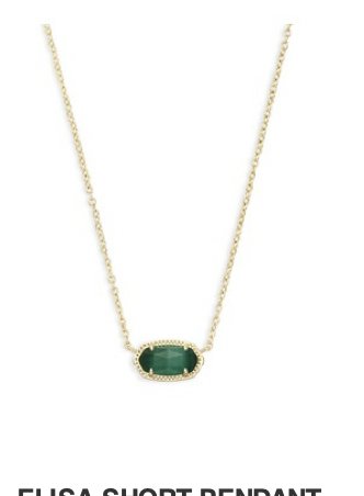 Elisa Necklace Gold Emerald Cat's Eye - Heart On A Hanger