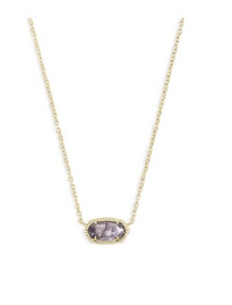 Elisa Necklace Gold Purple Amethyst - Heart On A Hanger