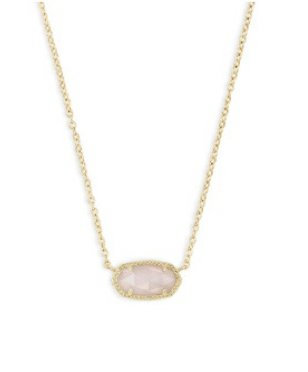 Elisa Necklace Gold Rose Quartz - Heart On A Hanger