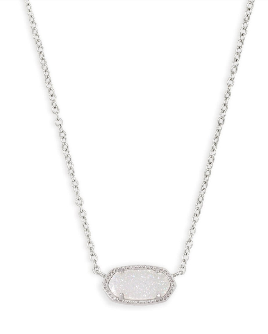 Elisa Necklace Rhod Iridescent Drusy - Heart On A Hanger
