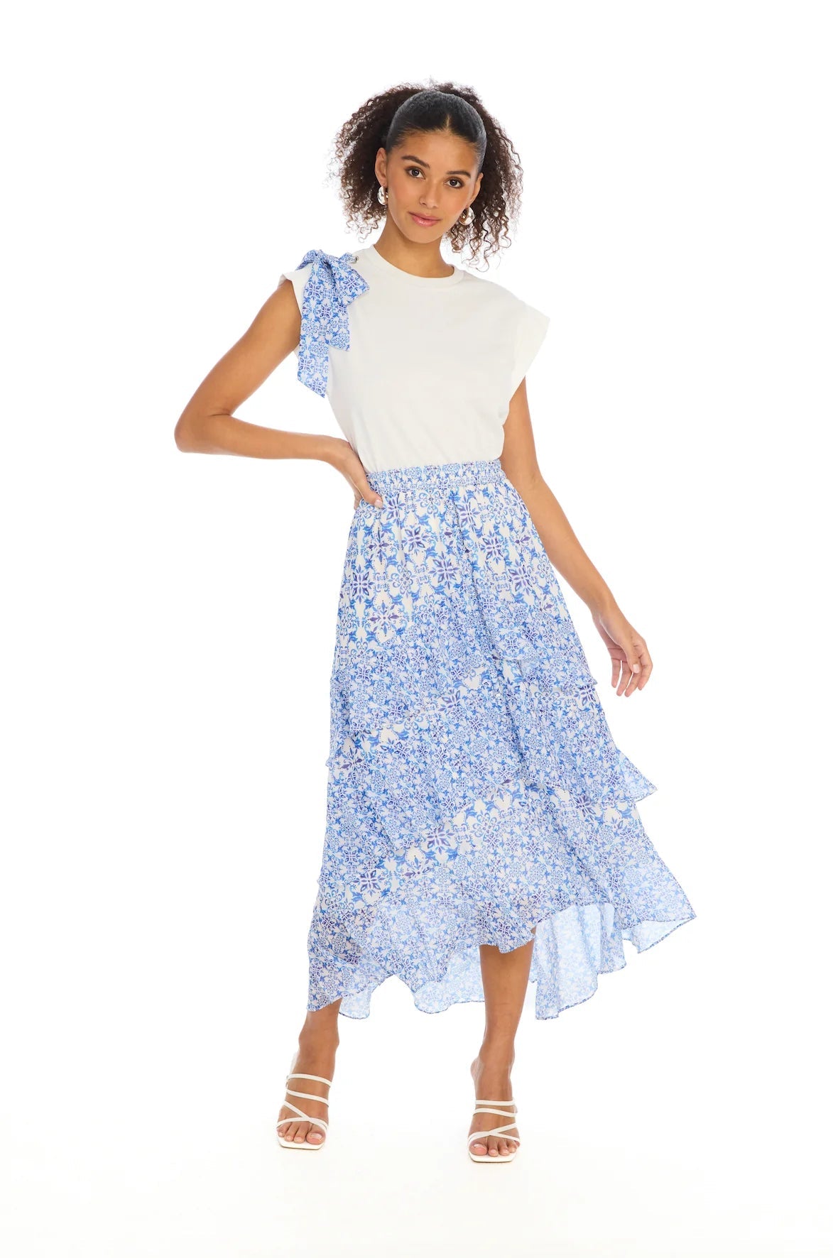 Ella midi skirt in grecian tiles - Heart On A Hanger