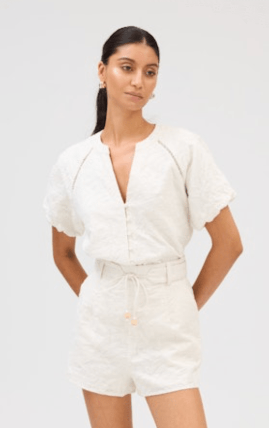 Embroidered Ainsley shorts in bone - Heart On A Hanger