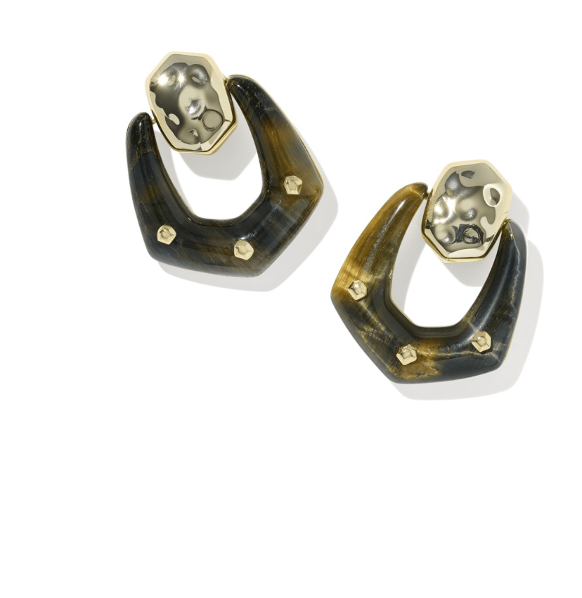 Embry open frame earrings in gold dark brown - Heart On A Hanger