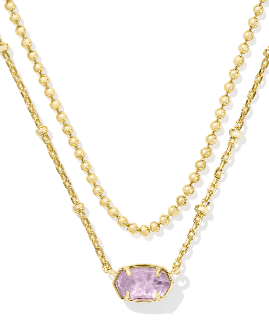 Emilie multi strand necklace in gold purple amethyst - Heart On A Hanger