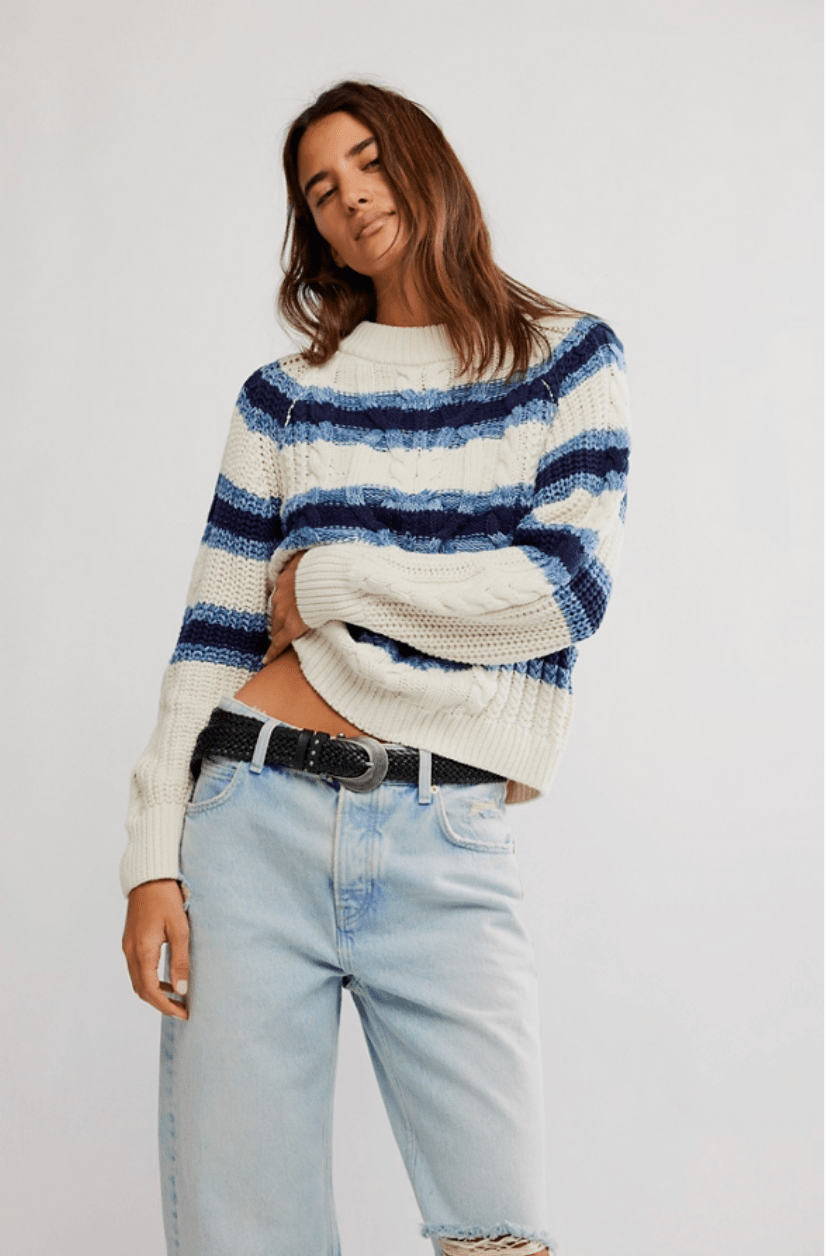 Frankie cable striped pullover - Heart On A Hanger