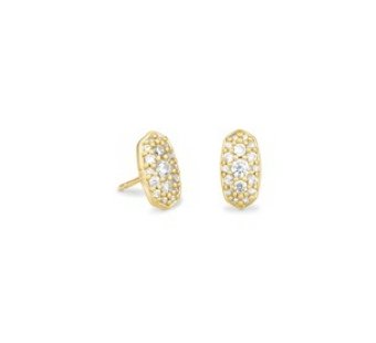Grayson crystal stud earrings gold metal - Heart On A Hanger
