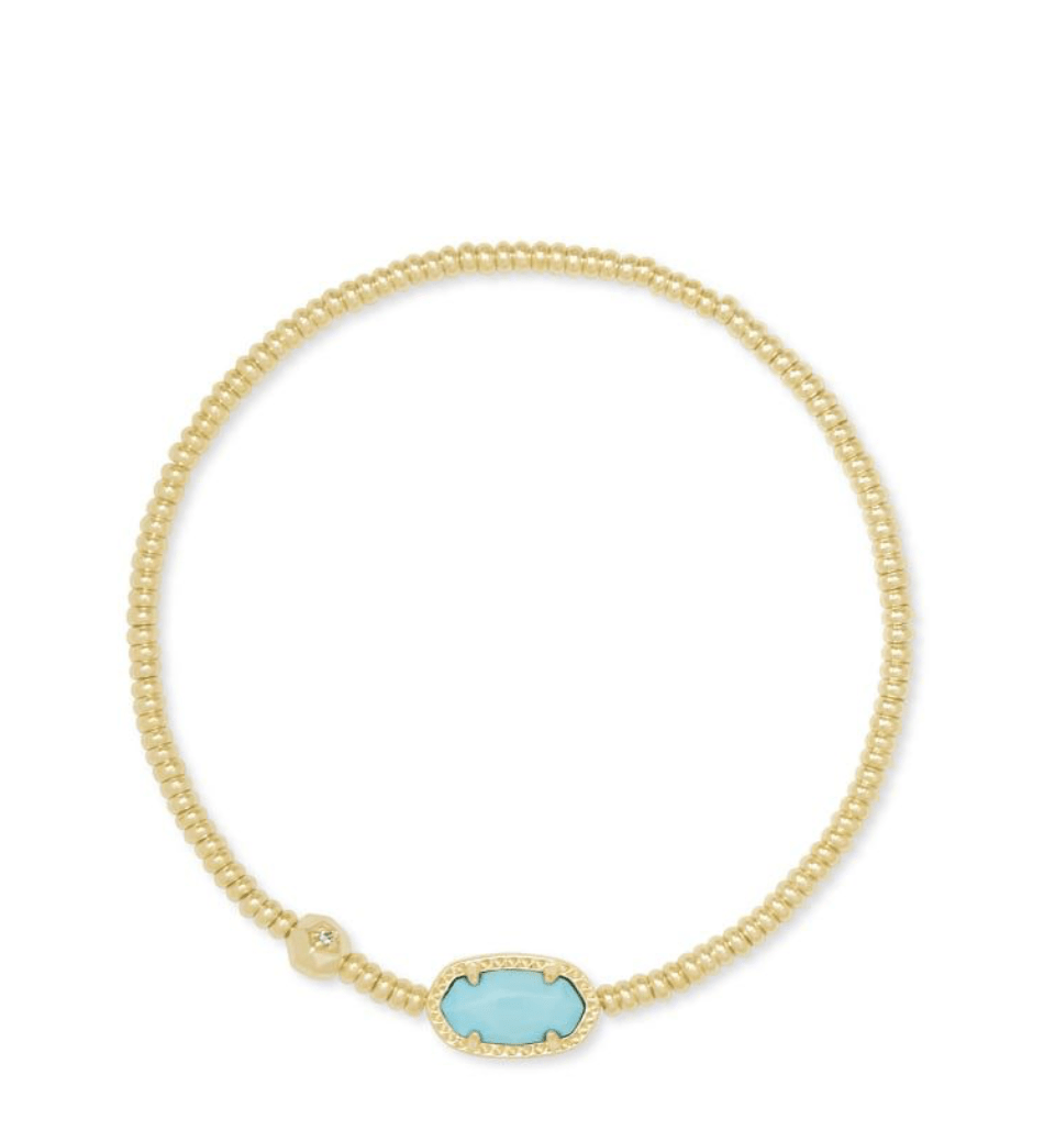 Grayson stretch bracelet in gold light blue magnesite - Heart On A Hanger