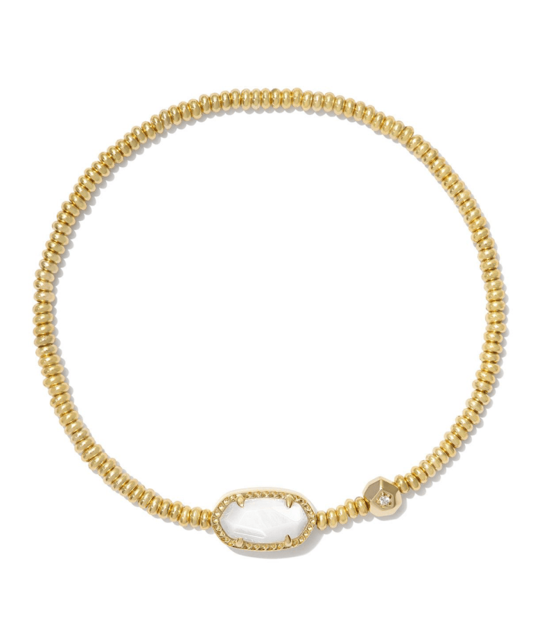 Grayson stretch bracelet in gold white mother of pearl - Heart On A Hanger
