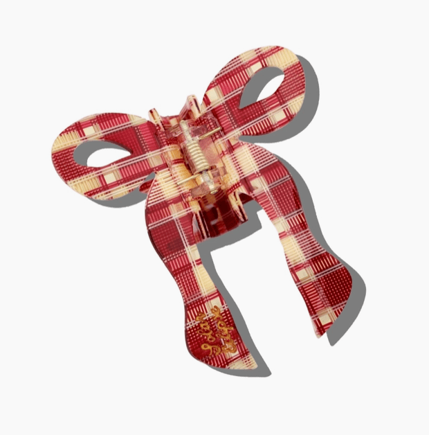 Hand painted coquette bow claw hair clip - Heart On A Hanger