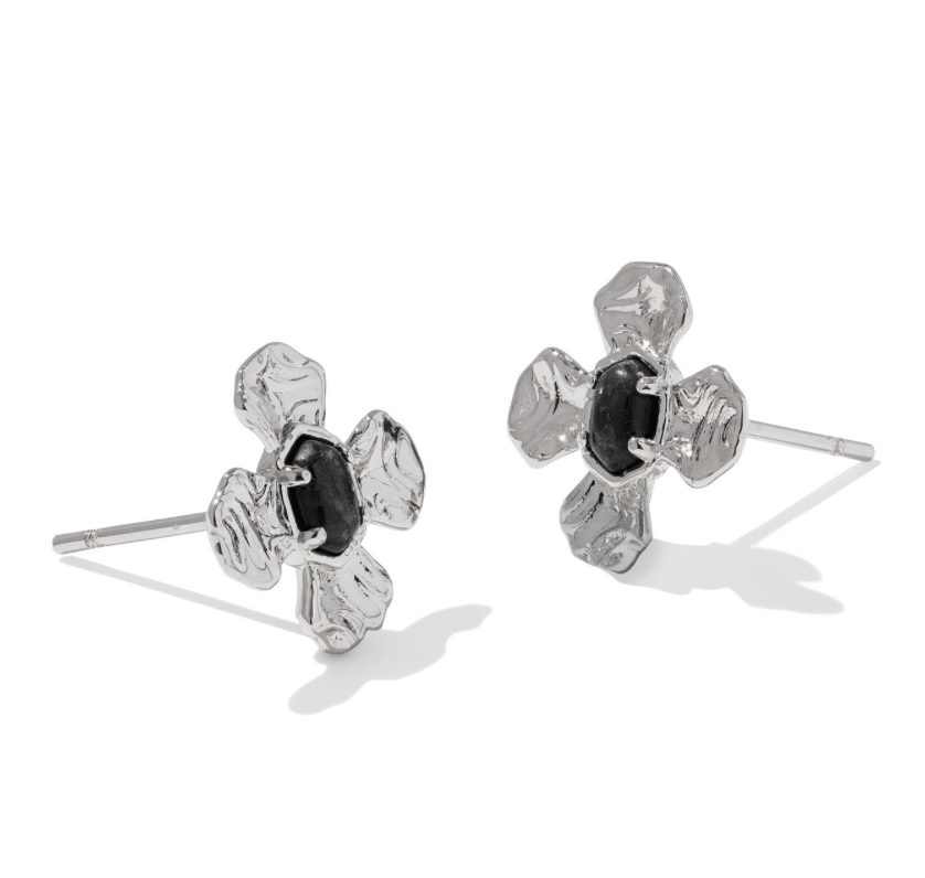 Leann stud earrings in silver black granite - Heart On A Hanger