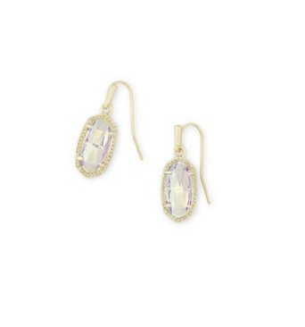 Lee Earring Gold Iridescent Glass - Heart On A Hanger