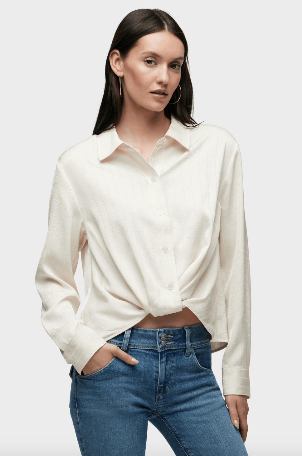 Long sleeve knotted button down shirt - Heart On A Hanger