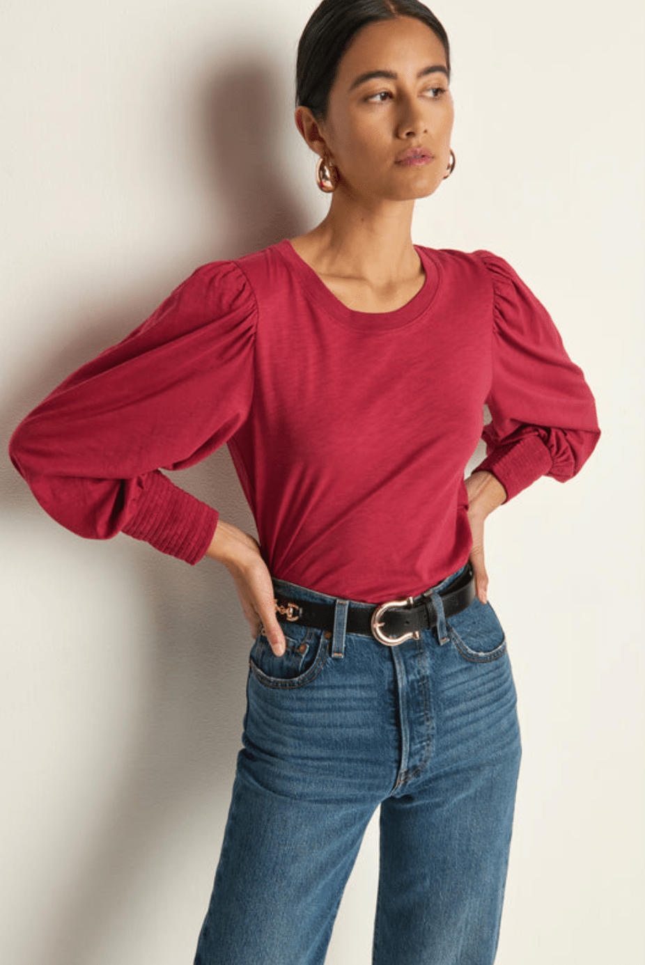 Loren peasant tee in sangria - Heart On A Hanger
