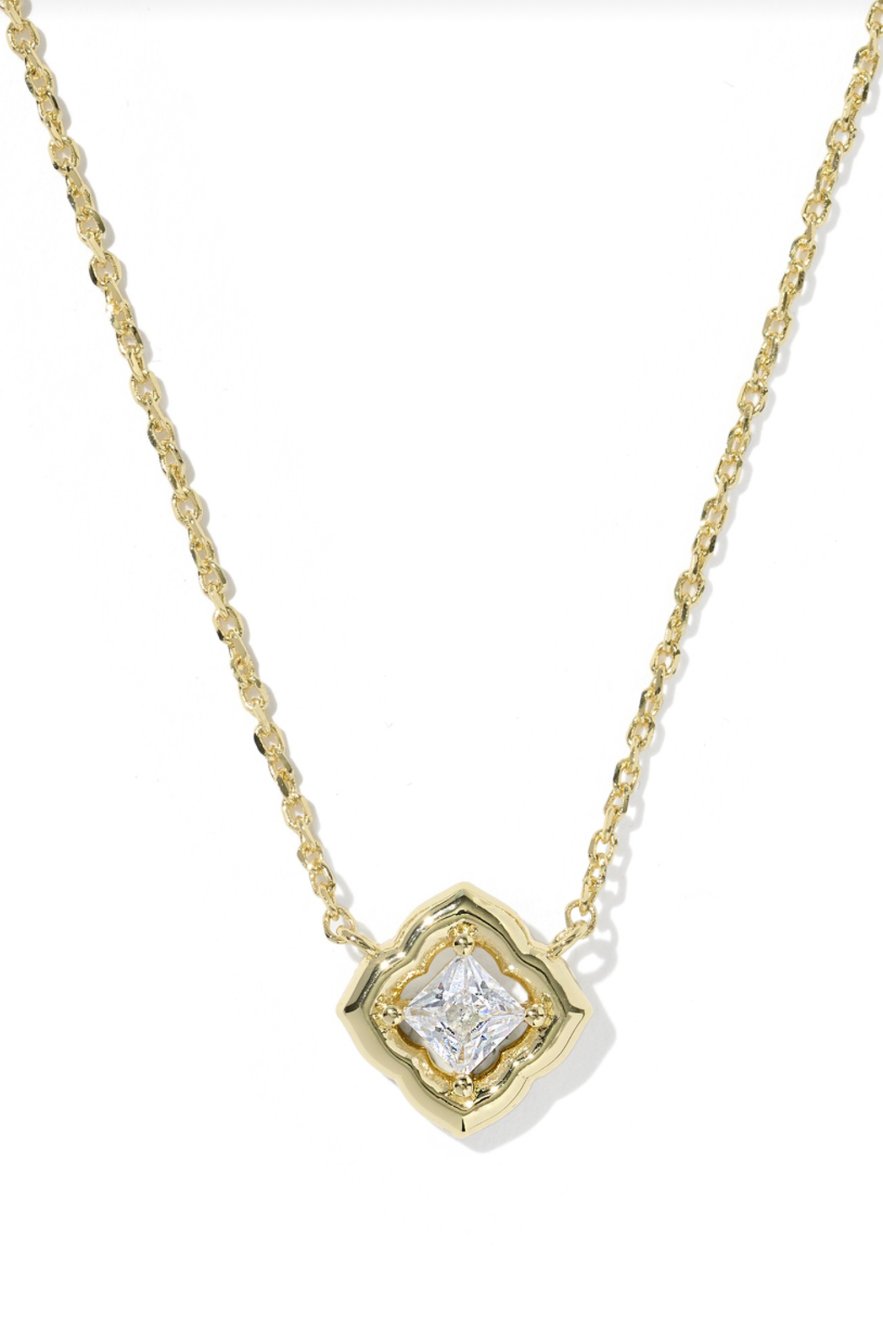 Mallory crystal short necklace in gold white cz