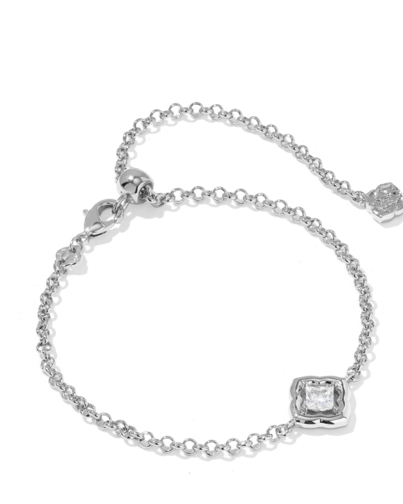 Mallory crystal delicate chain bracelet in silver white cz