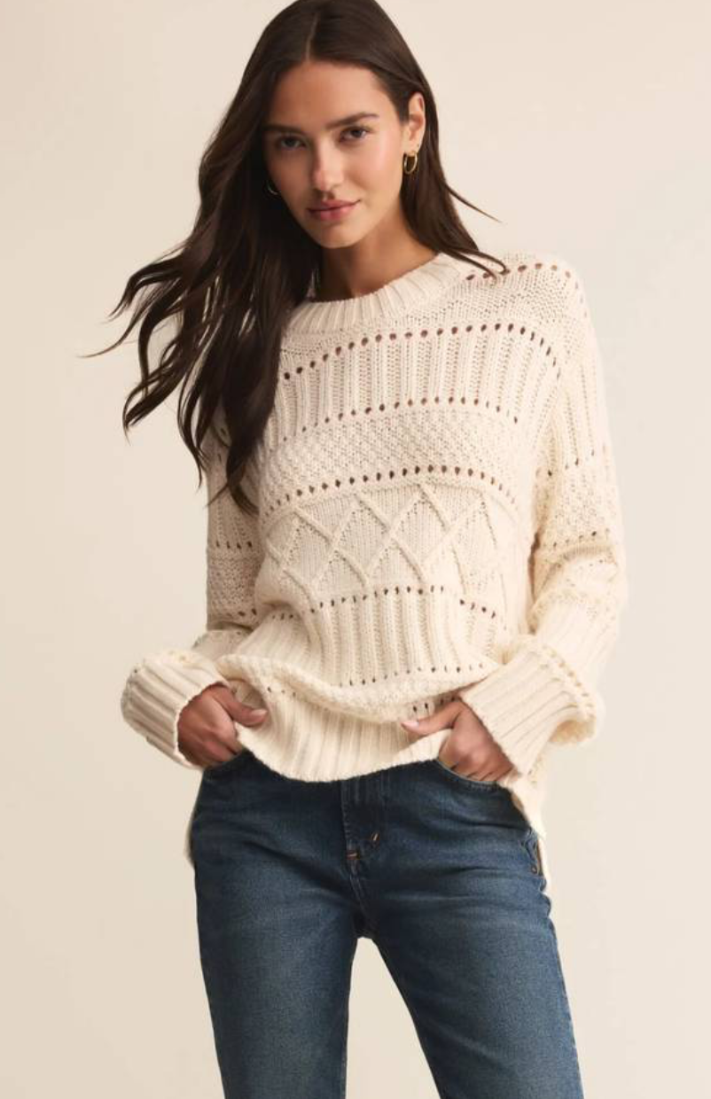 Cento cable knit sweater in warm white