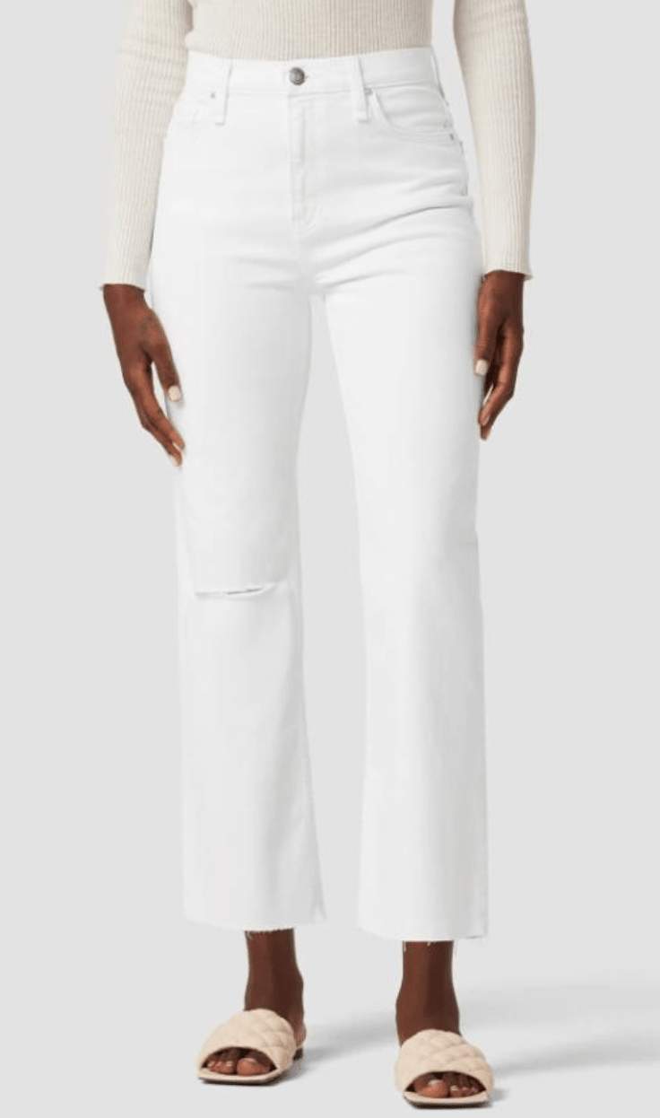 Remi copped straight leg jeans in deconstructed white - Heart On A Hanger