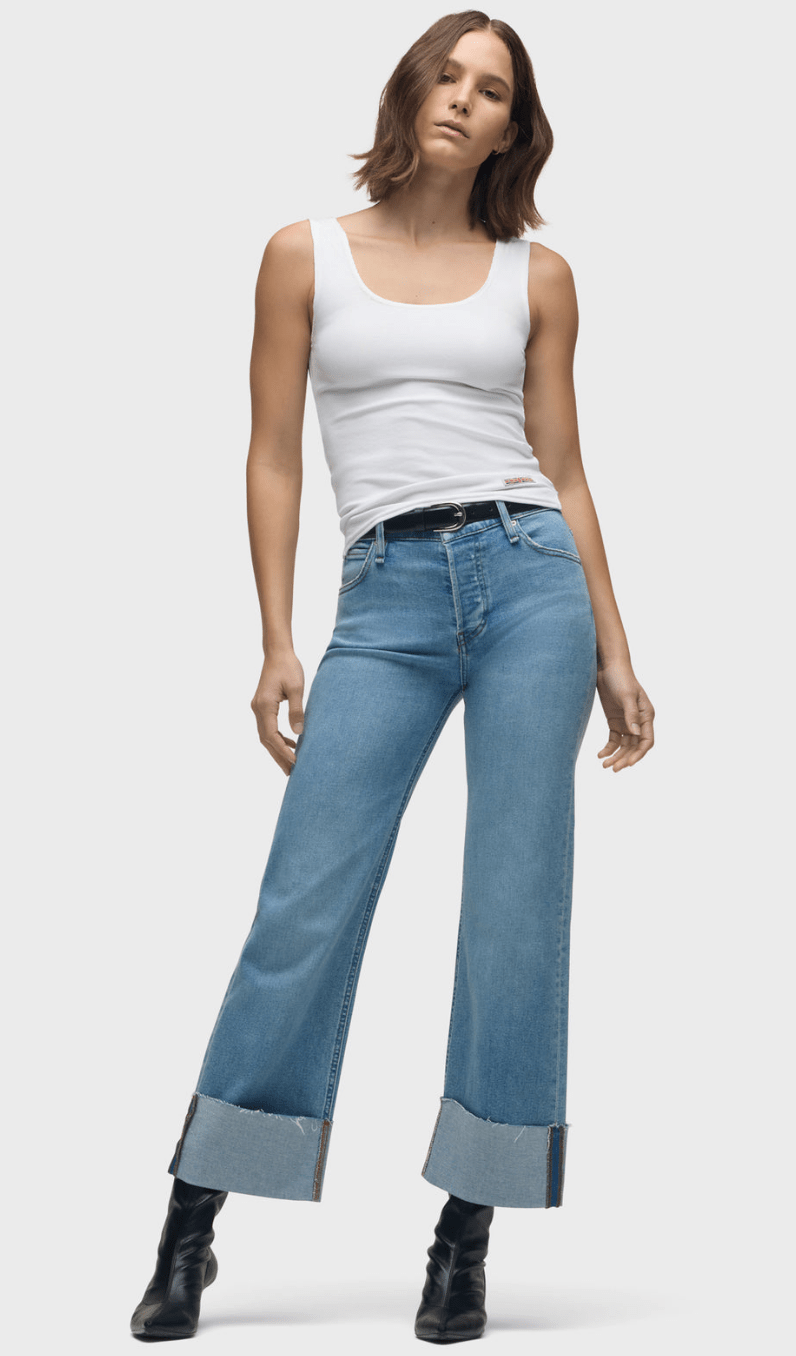 Rosie high rise wide leg ankle cuff in oak - Heart On A Hanger