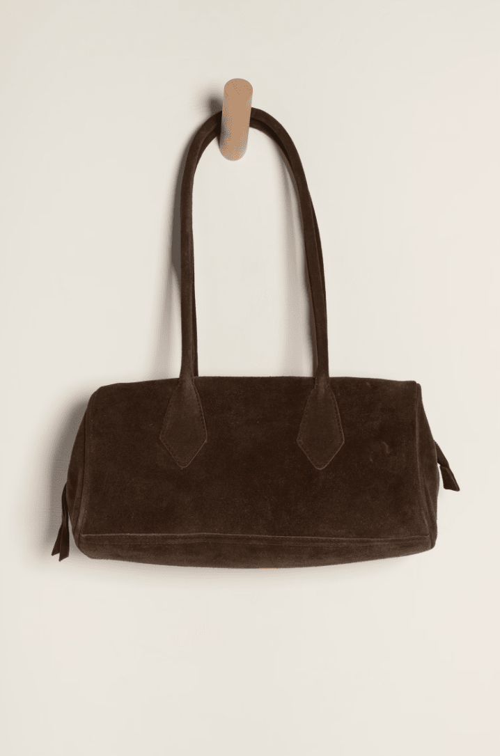 Sierra suede shoulder bag in chocolate - Heart On A Hanger