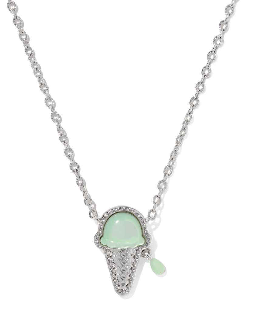 Silver ice cream short necklace in mint mop - Heart On A Hanger