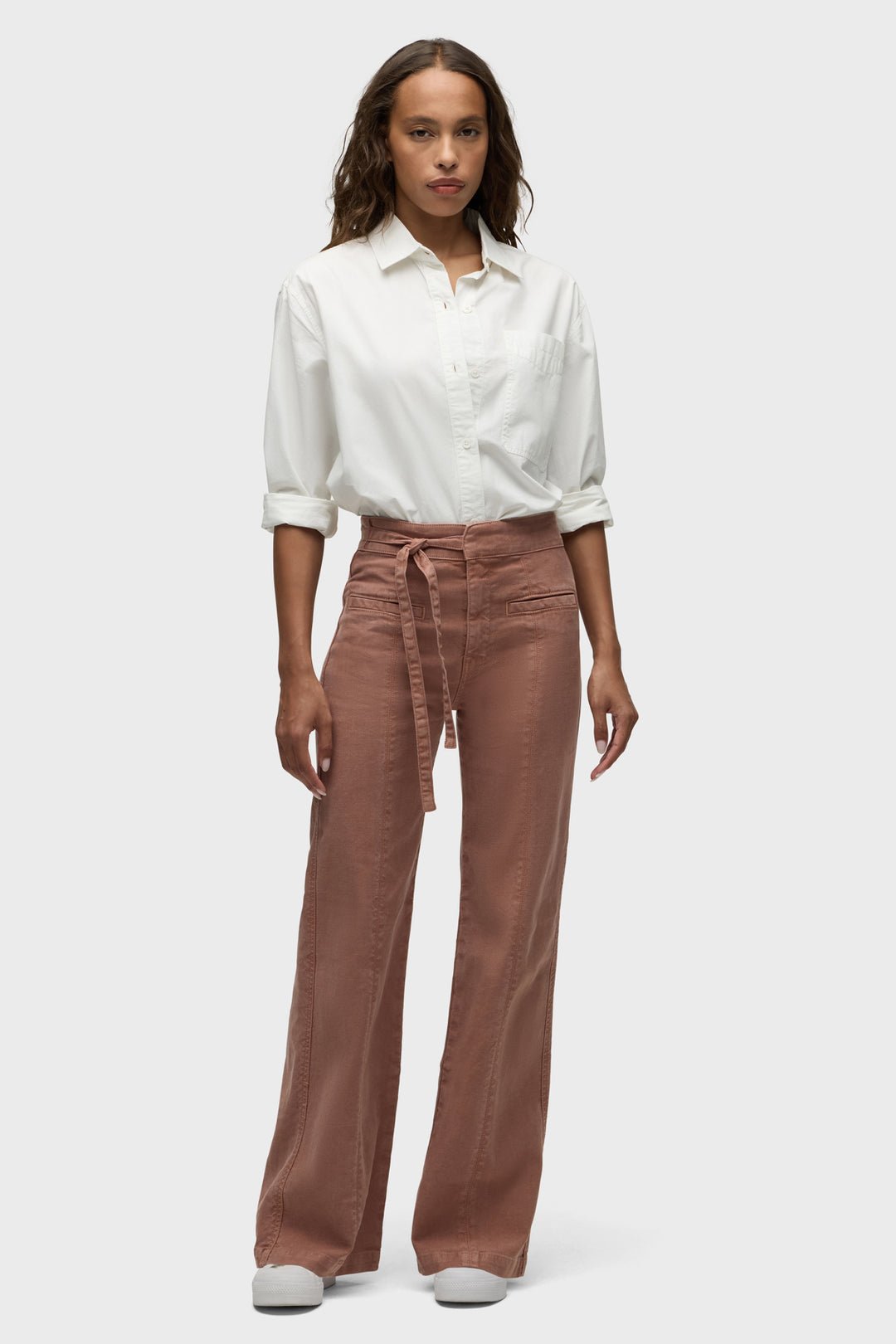 Tie waist pin tucked trouser pant - Heart On A Hanger