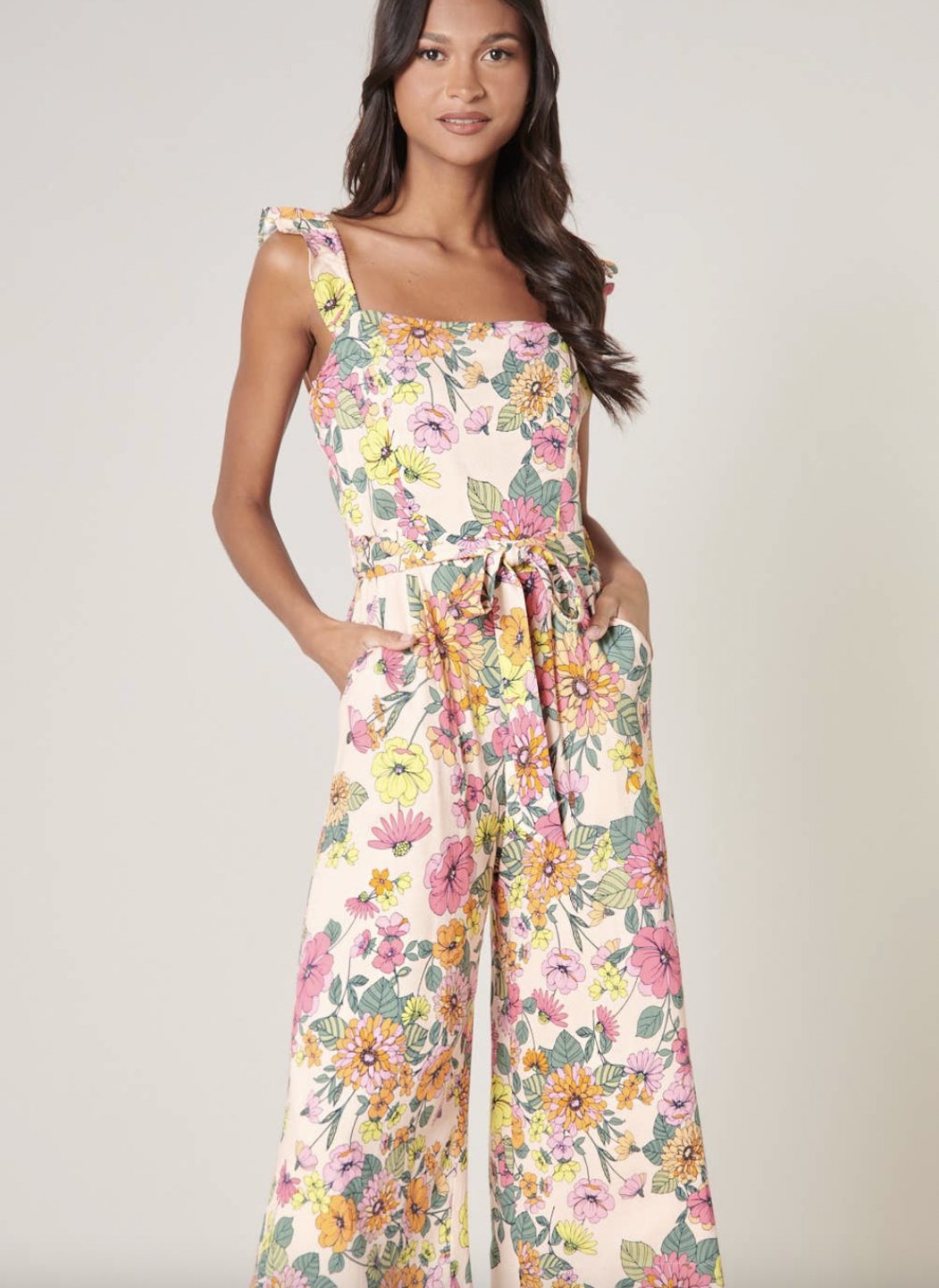 Twiggy Floral Wide Leg Sleeveless Jumpsuit - Heart On A Hanger
