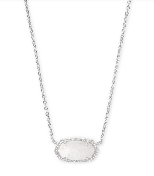 Elisa short pendant necklace rhod white opal