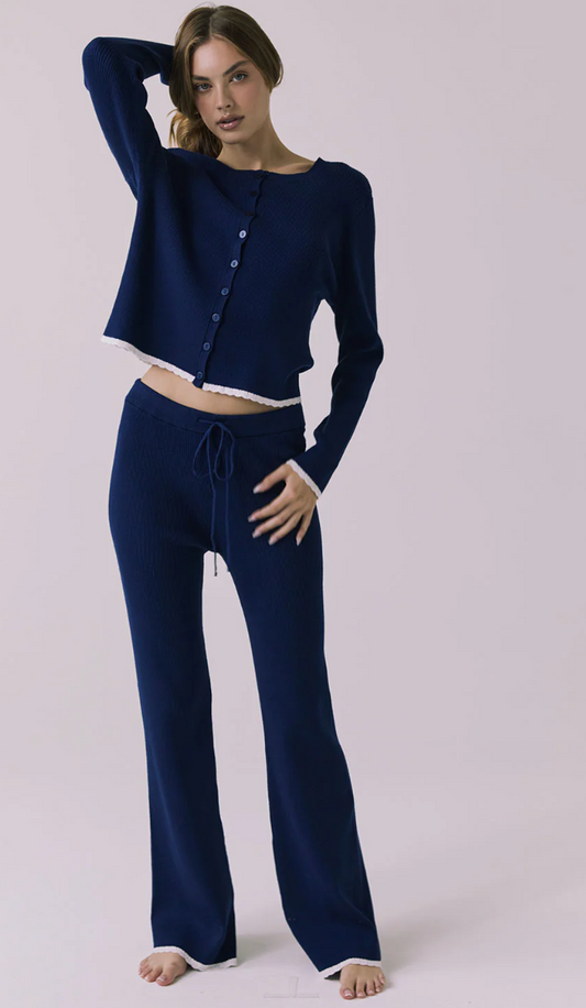 Sailor worn blue joggers