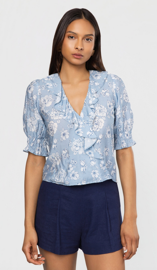 Lulu floral voile cascade blouse