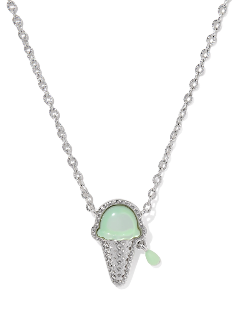 Silver ice cream short necklace in mint mop