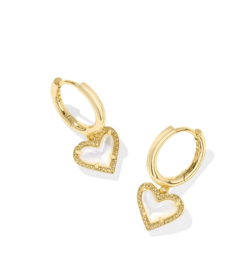Abbie heart huge earrings in gold ivory mop - Heart On A Hanger