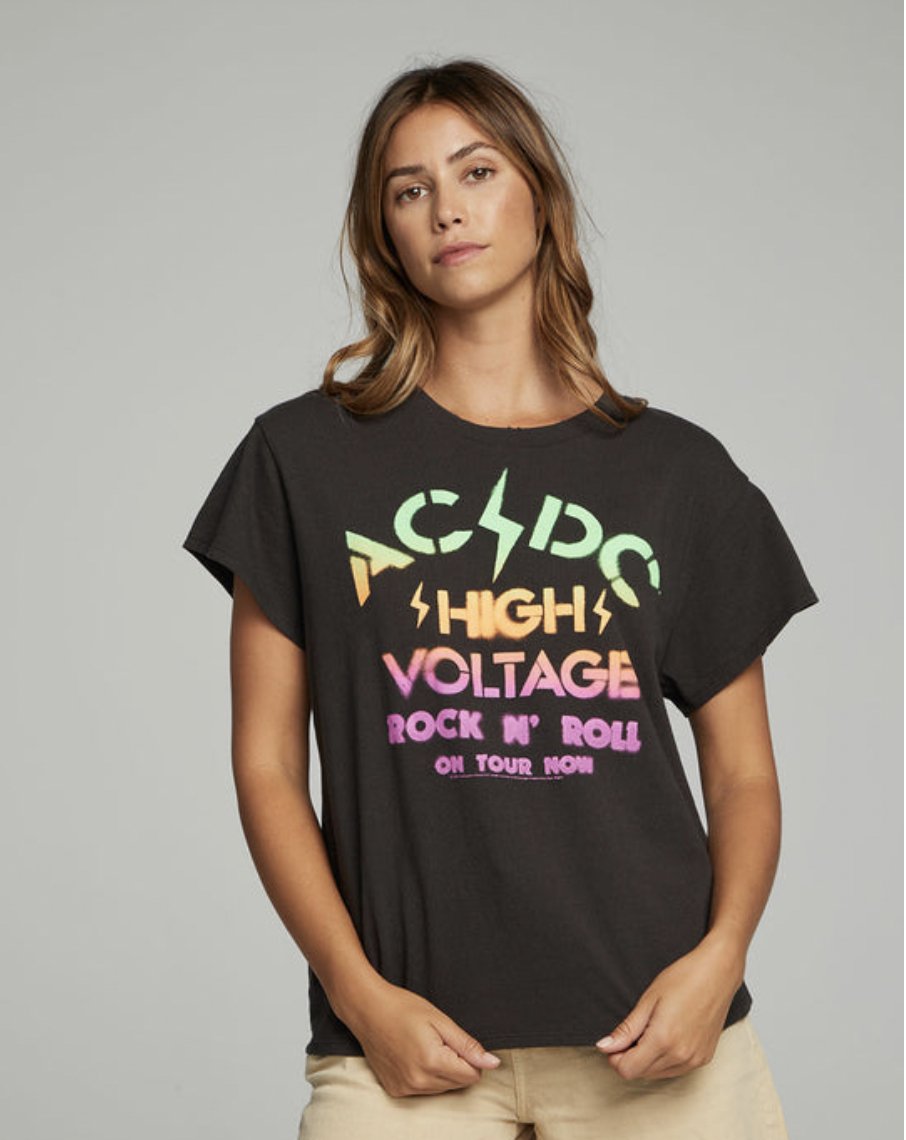 T-shirt AC/DC High Voltage Logo: Cotone, Manica Corta, Nera, Regolare