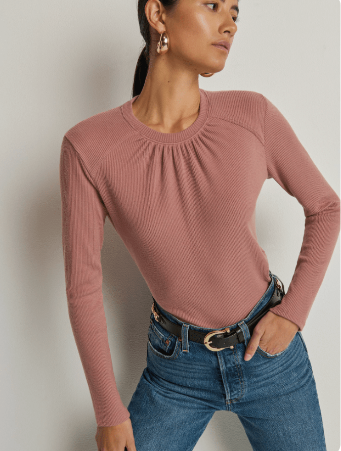 Alejandra long sleeve tee in Burlwood - Heart On A Hanger