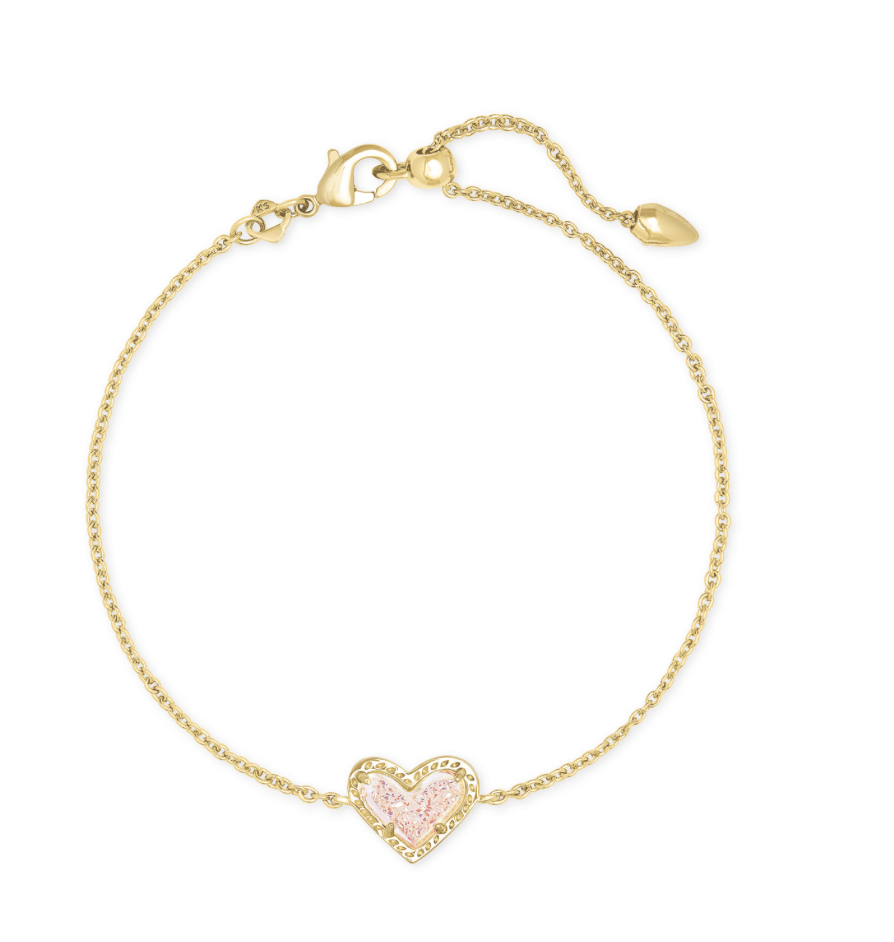 Ari heart delicate bracelet in gold iridescent drusy - Heart On A Hanger