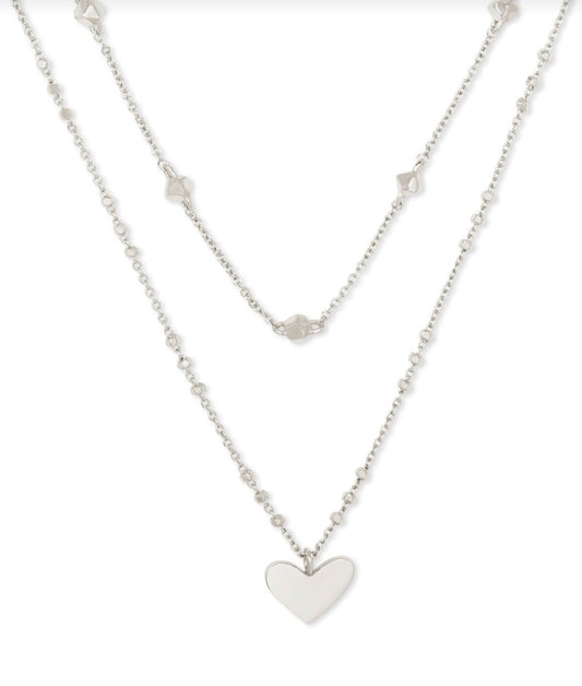Ari multi strand necklace rhod - Heart On A Hanger