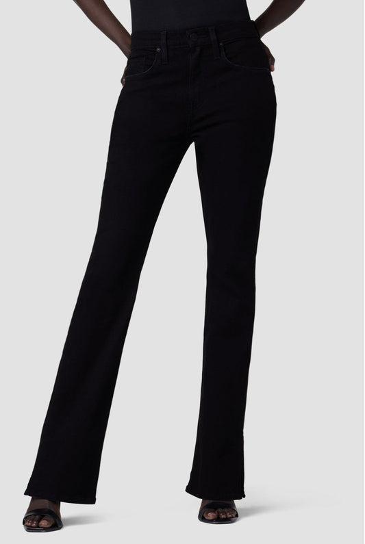 Barbara high rise baby boot cut with slit in black - Heart On A Hanger